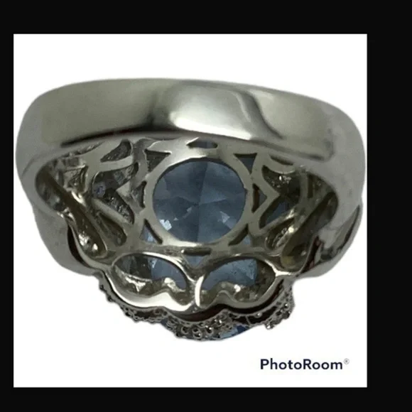 Joseph Esposito blue topaz CZ sterling silver ring - Picture 6 of 7